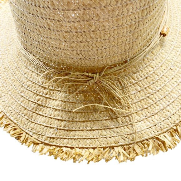 Tan Raw Edge Wide Brim Sun Hat OS - Picture 9 of 15